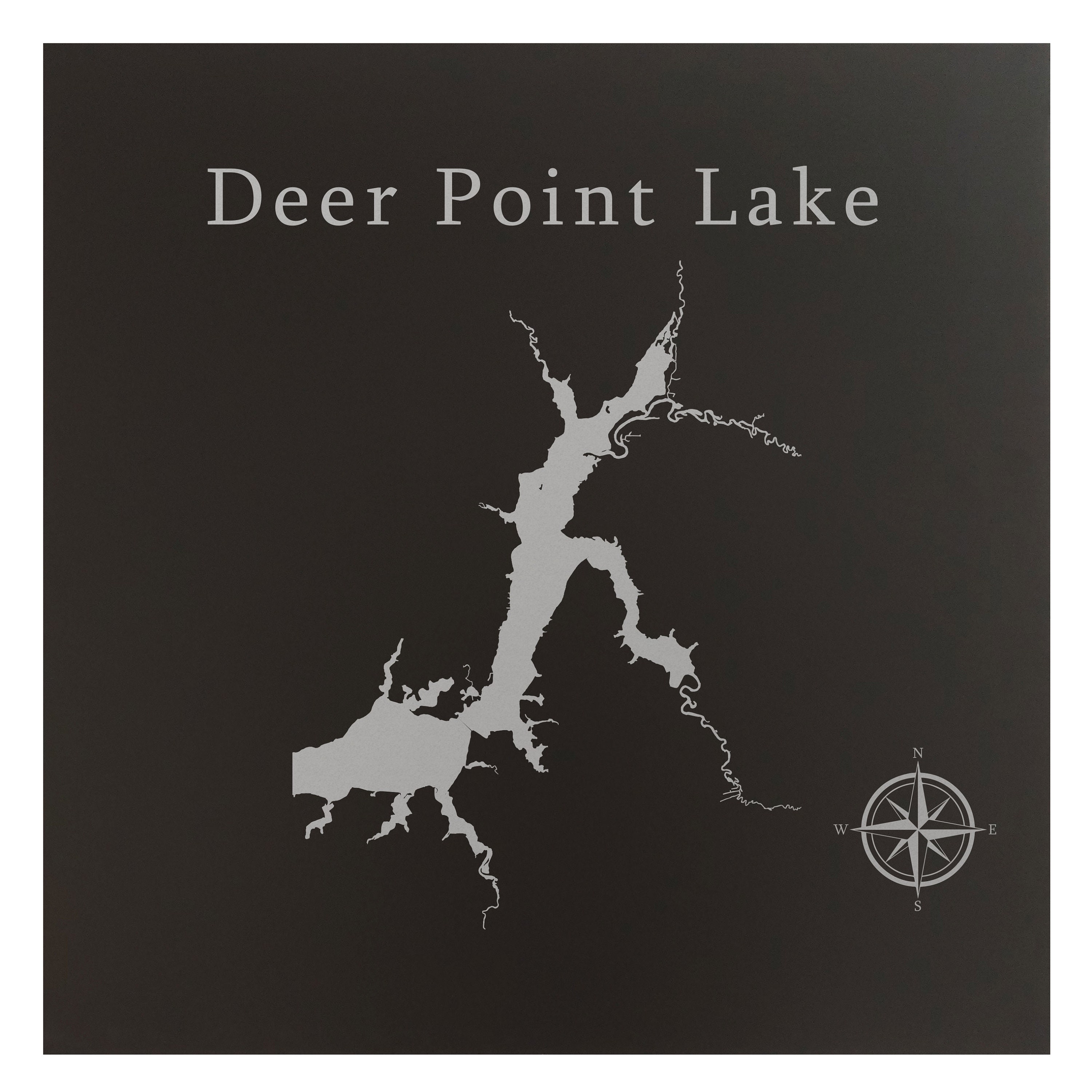 Deer Point Lake Map Wall Art Office Decor Gift Engraved Etsy