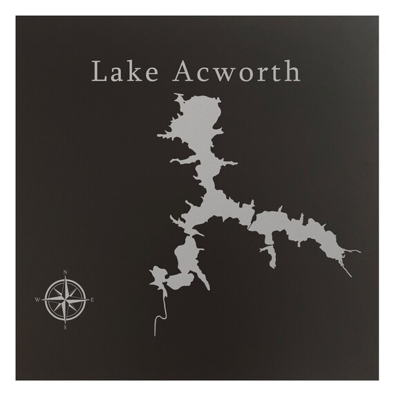 Lake Acworth Map Wall Art Office Decor Gift Lake Etsy