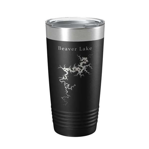 Beaver Lake Map Tumbler Travel Mug Insulated Laser Engraved Coffee Cup Arkansas 20 oz