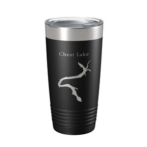 Cheat Lake Map Tumbler Travel Mug Insulated Laser Engraved Coffee Cup Morgantown West Virginia 20 oz