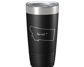 Montana Tumbler Home State Travel Mug Insulated Laser Engraved Map Coffee Cup 20 oz
