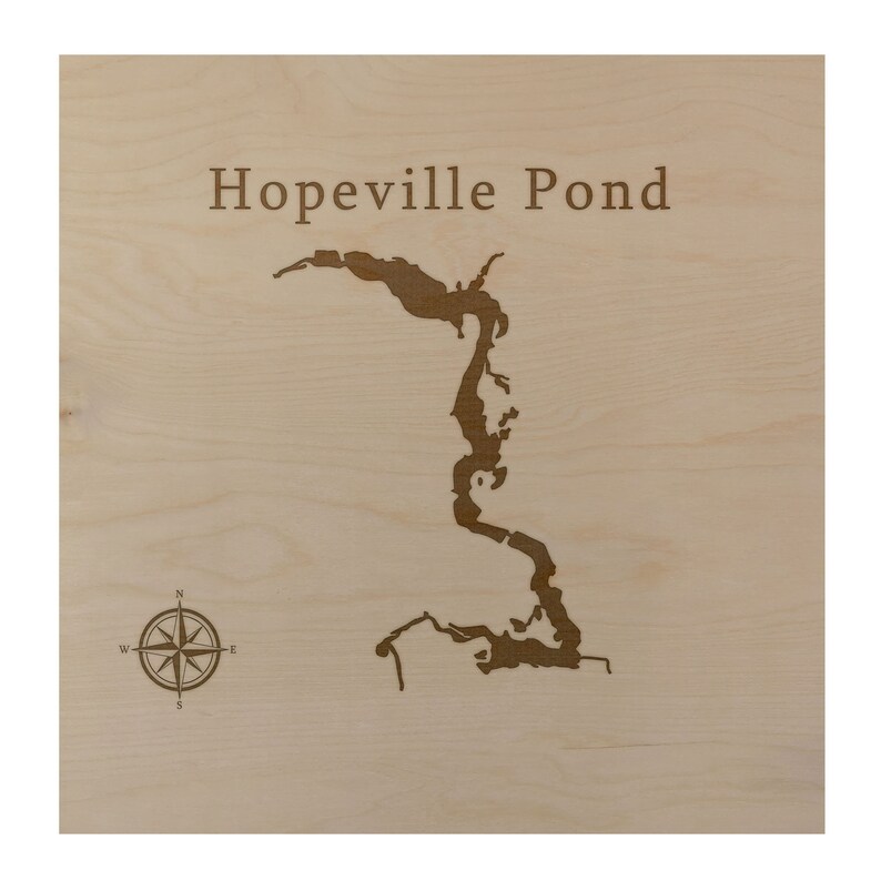Hopeville Pond Map Wall Art Office Decor Gift Engraved Connecticut