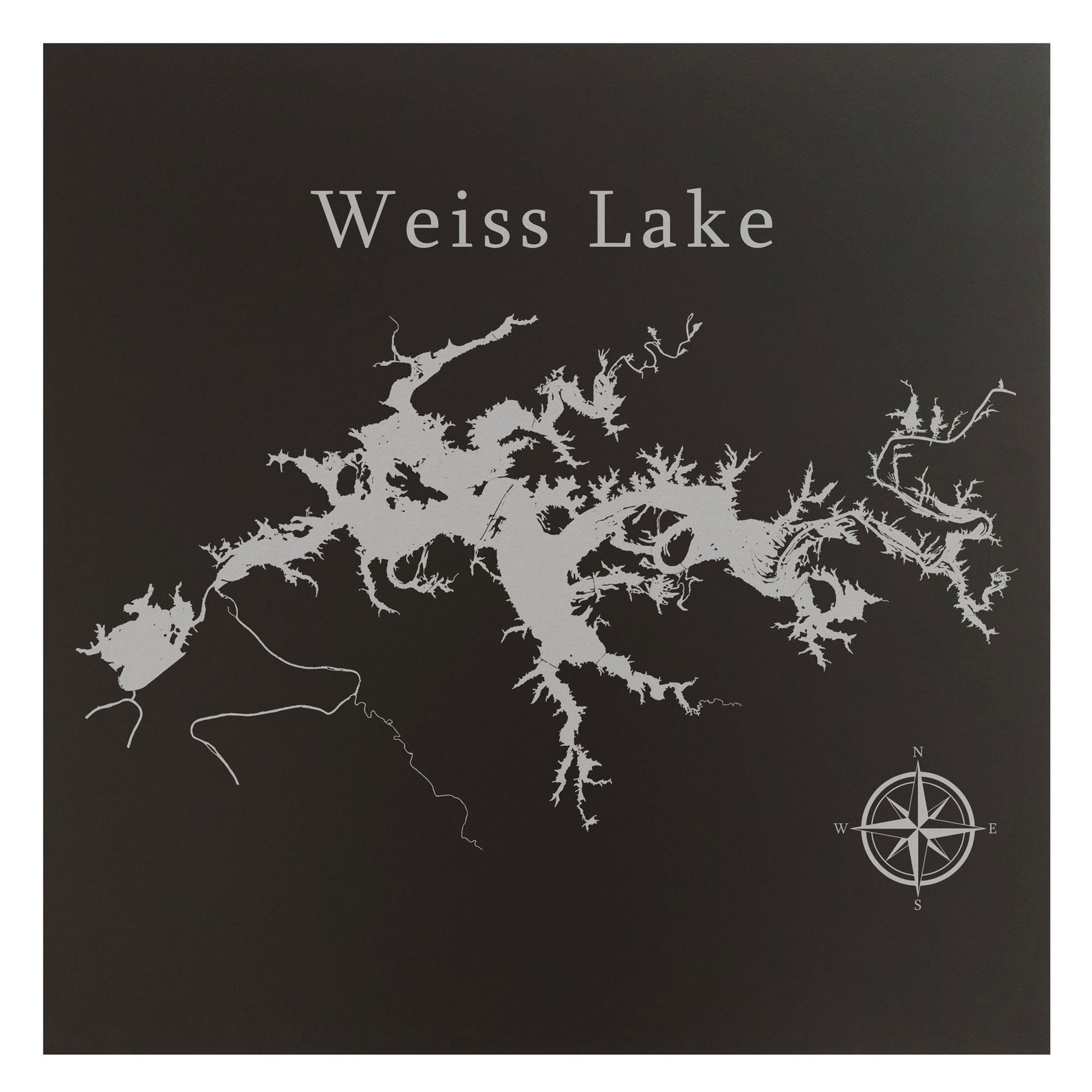 Weiss Lake Map Wall Art Office Decor T Engraved Alabama Etsy