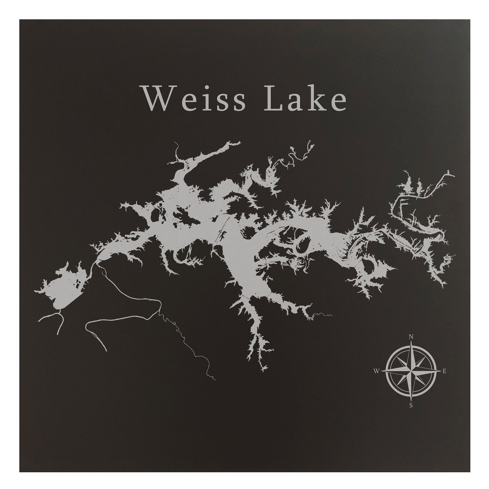 Weiss Lake Map Wall Art Office Decor Gift Engraved Alabama Etsy