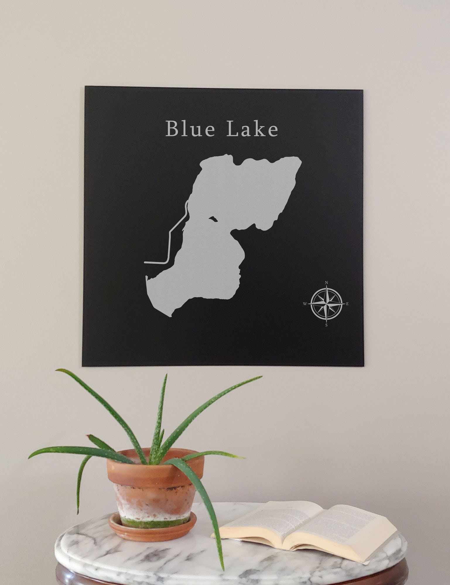 Blue Lake Map Wall Art Office Decor Gift Engraved Colorado Etsy