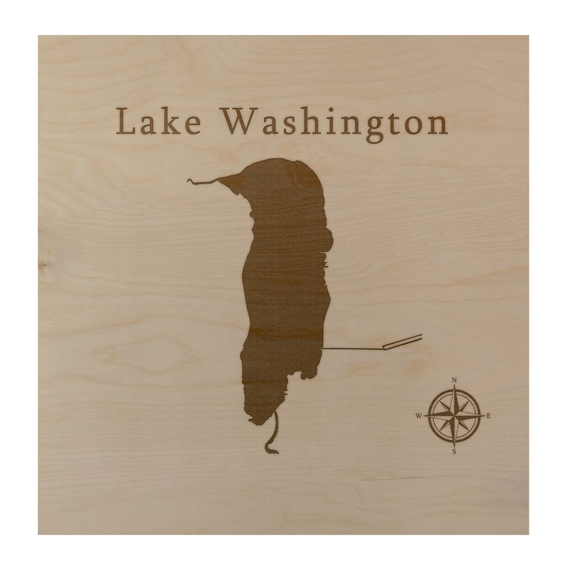 Lake Washington Map Wall Art Office Decor Gift Engraved Florida