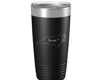North Carolina Tumbler Home State Travel Mug Insulated Laser Engraved Map Coffee Cup 20 oz