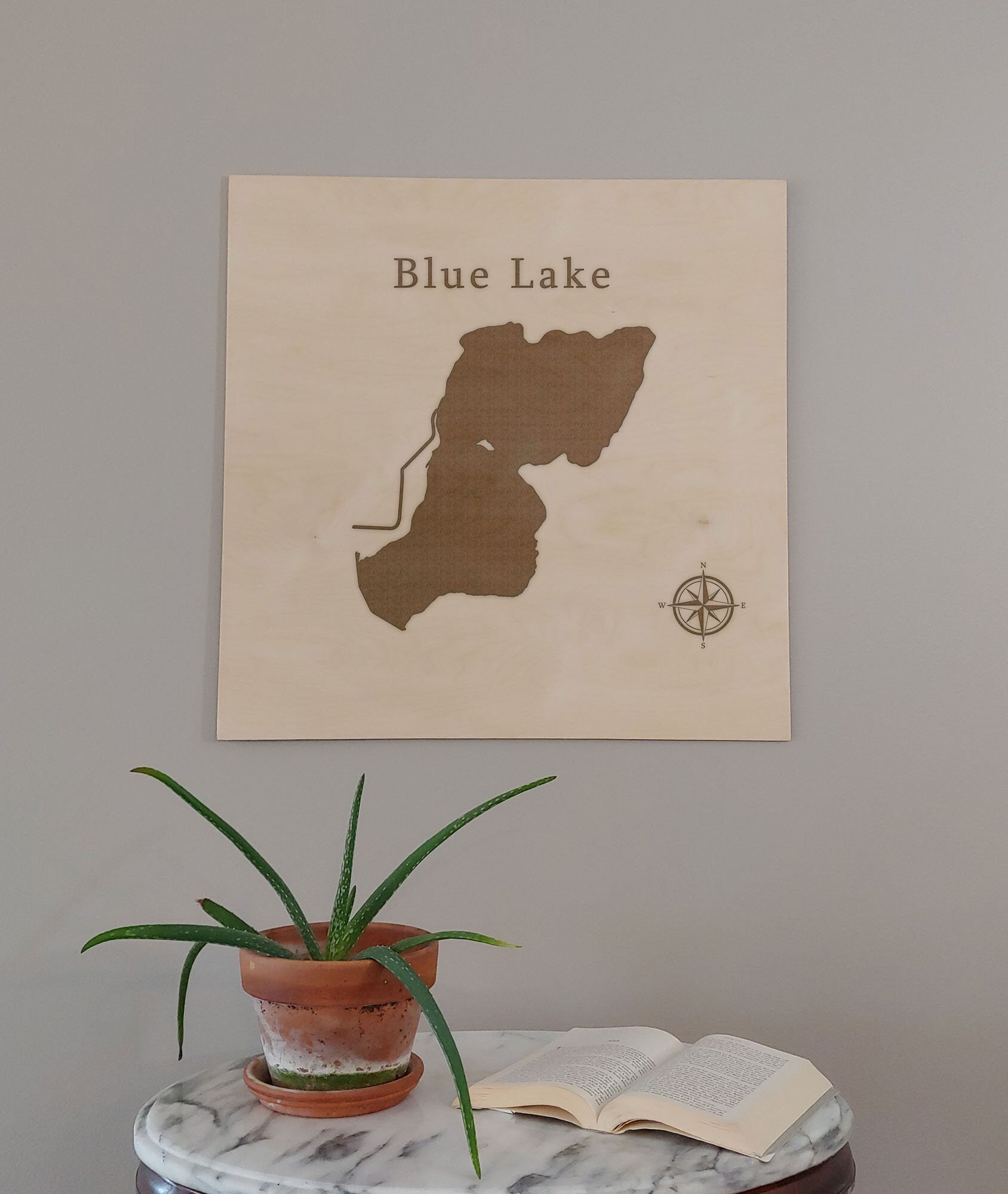 Blue Lake Map Wall Art Office Decor Gift Engraved Colorado Etsy
