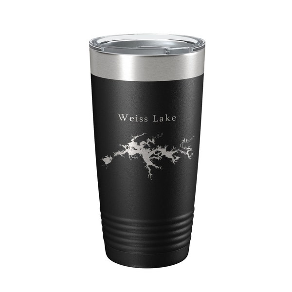 Weiss Lake Map Tumbler Travel Mug Insulated Laser Engraved Coffee Cup Alabama 20 oz