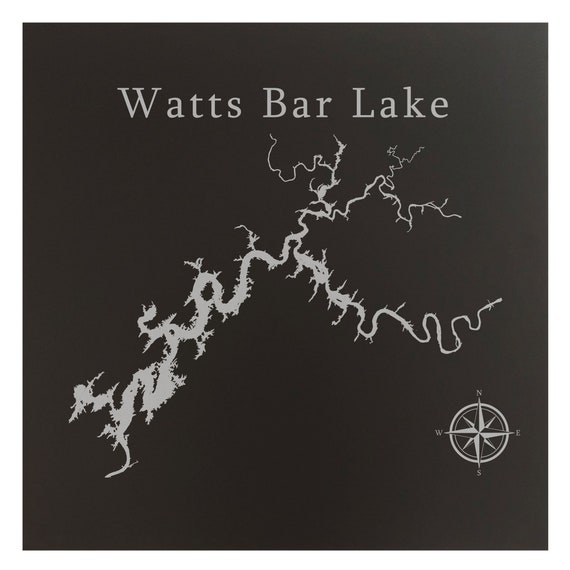Watts Bar Lake Map Wall Art Office Decor Gift Engraved Etsy