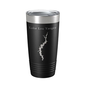 Lake Lou Yaeger Map Tumbler Travel Mug Insulated Laser Engraved Coffee Cup Illinois 20 oz