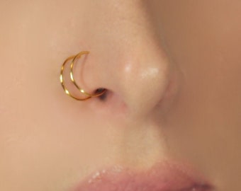 Fake Nose Ring - Double Nose Ring - Gold, Silver, RoseGold.