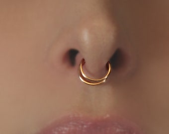 Double Fake Septum - Double Nose Ring - Gold, Silver, Rose gold.