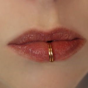 Fake Lip Ring -Double Lip Ring - Gold, Silver, Rose gold.