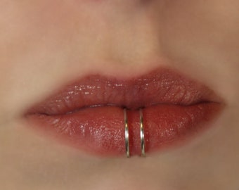 Double Lip Ring - Fake Lip Ring -Gold, Silver, Rose gold.