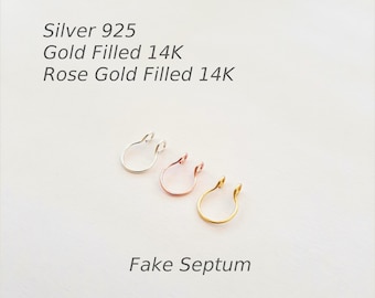 Fake Septum Ring - Zilver 925, Goud Gevuld 14K, Rose Goud Gevuld 14K.