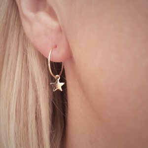 Stainless steel star hoop earrings, star pendant.