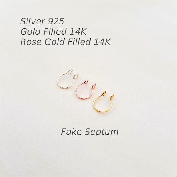 Fake Septum Ring - Silber 925, Gold filled 14K, Roségold filled 14K.