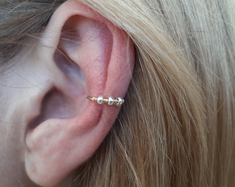 Ear Cuff  Ring - 3 Glass Beads - Gold, Silver, Rose gold.