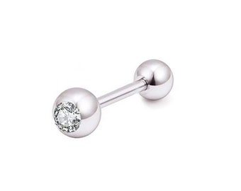 Cartilage zirconia ball earring, helix earring, stainless steel earring.