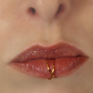 Fake Lip Ring Cross Lip Ring Gold, Silver, Rose gold. image 2