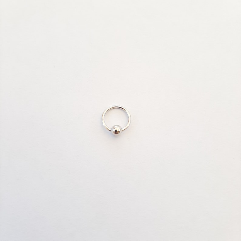 Sterling Silver Hoop With Ball Closure Helix Hoop Earring Etsy