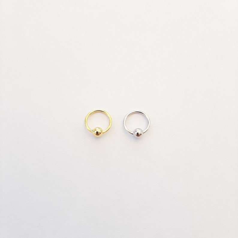 Sterling Silver Hoop With Ball Closure Helix Hoop Earring Etsy