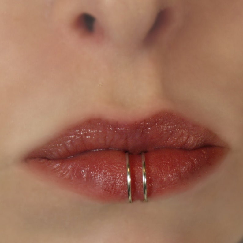 Double Lip Ring Fake Lip Ring Gold, Silver, Rose gold. image 1