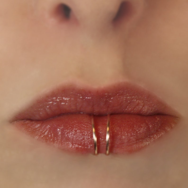 Double Lip Ring Fake Lip Ring Gold, Silver, Rose gold. image 6