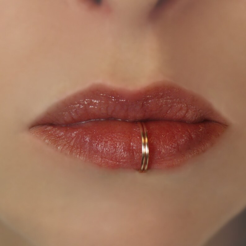 Fake Lip Ring Double Lip Ring Gold, Silver, Rose gold. image 3
