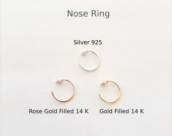 Anillo de nariz falso - Plata 925, Oro relleno 14K, Oro rosa relleno 14K.