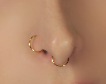 Set of septum ring and nose ring. Fake piercing.