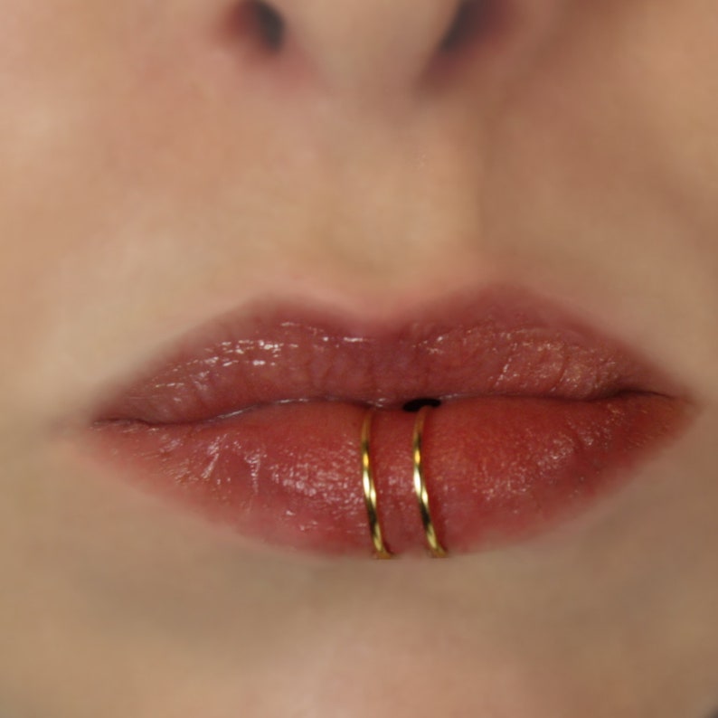 Double Lip Ring Fake Lip Ring Gold, Silver, Rose gold. image 5