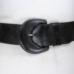 Wide Black Quilted Belt, Women, Leather Covered Buckle, Vintage rhombus stitched belt, Statement Genuine Leather Belt, Size 29 30 31 32 33