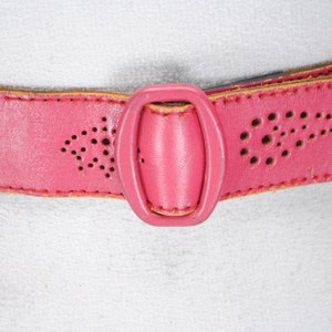 60s Vintage Pink belt, Paisley Cut out Leather Belt, Women, Perforated, Laser cut, Rare find, DISTRESSED,  Size 26 27 28 29 30 31 32 33