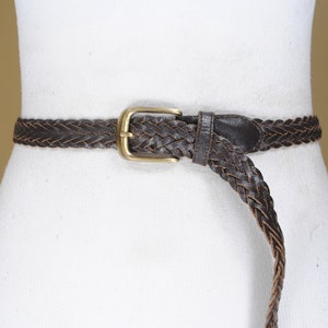 Brown Woven Leather Belt for Women, 70s Vintage Chocolate brown Braided belt, Vintage Accessories, Old money, Quiet luxury belt, Adjustable