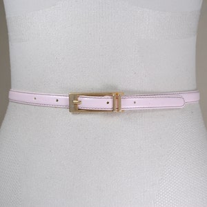 Barbie Belt, Skinny Washed Pink Belt for Women, Gold Buckle, Vintage Light Pastel Pink vegan leather belt, Size 31 32 33 34 35