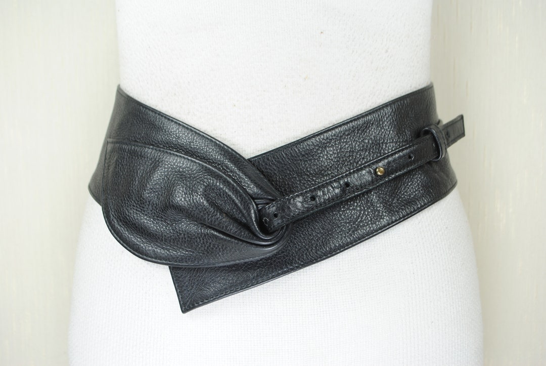 Wide Black Leather Belt for Women Asymmetrical Hip Belt - Etsy