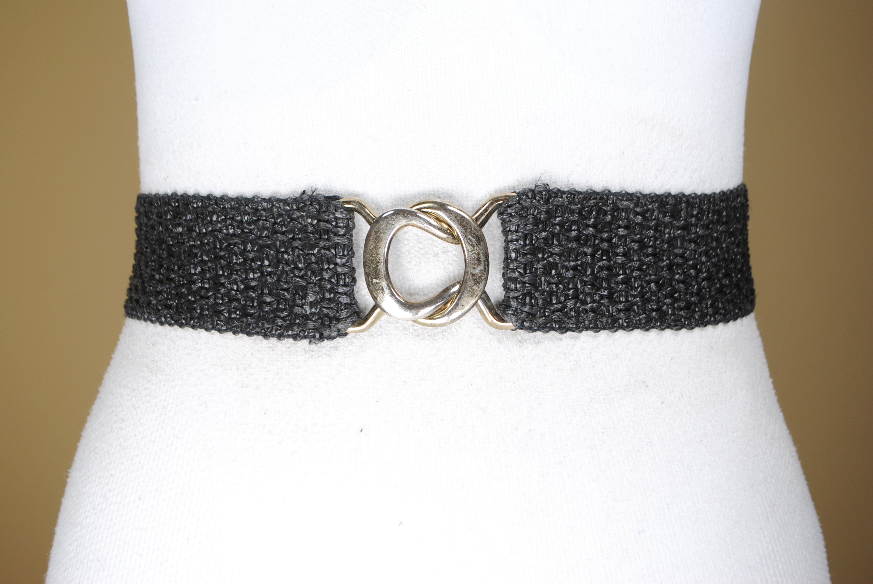 80s 39'' Black Braided Raffia Belt for Women Dark | Etsy