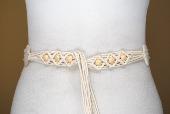 Beige Macrame Belt for Women. Tie up Fringe belt,… - image 5