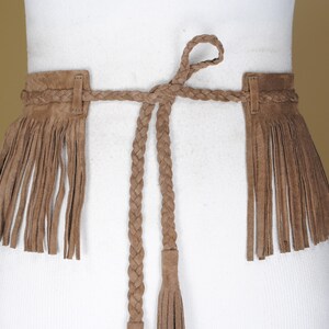 Brown Peplum Fringe Belt, Suede Tie up Boho Belt, Unique  display picture 2