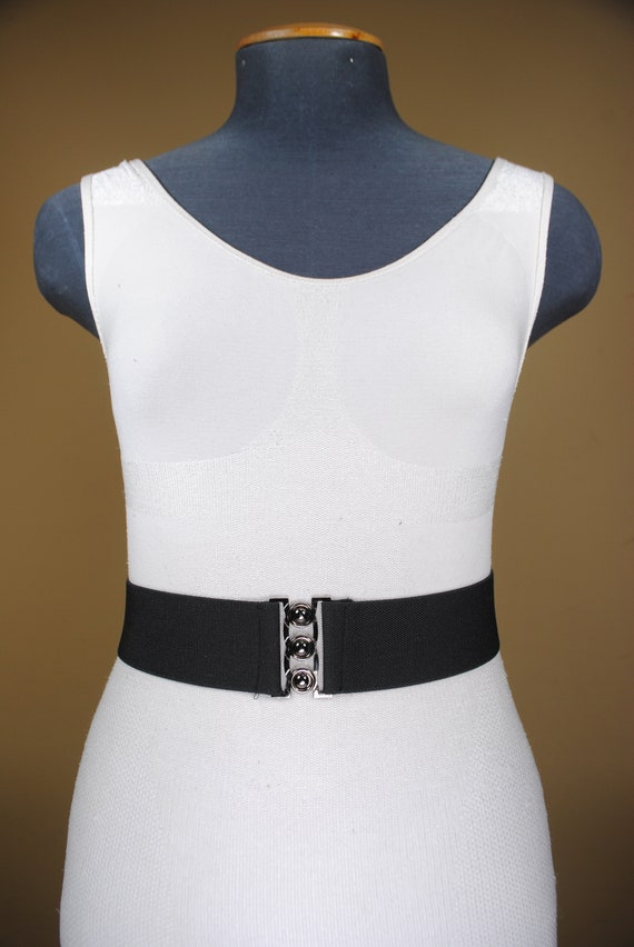 Wide Black Stretch Belt for Women, Elastic Corset, Dark  display picture 1
