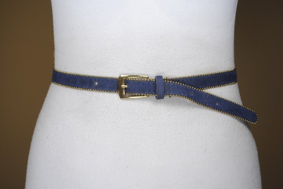 Cinturón de terciopelo azul delgado para mujeres de - México