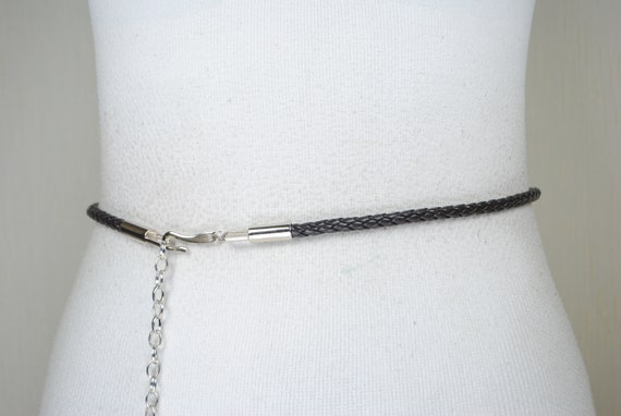 Skinny Woven Cord Belt, Very Dark BROWN, Vintage, Women  display picture 1