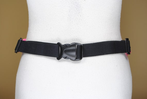 Hot Pink Running Belt, 2 Pockets Belt, Neon Fabric Disco Belt, Vintage  Accent Trendy Belt, Black Plastic Clasp Buckle 