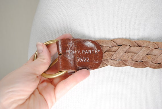 Braided Brown Leather Belt, Woven Tan Leather Belt, Women  display picture 3