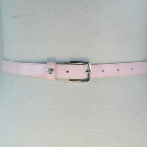 Skinny Washed Pink Belt, Light Pink Genuine Leather Belt, Women, Silver Buckle, Y2K Vintage, Old Money Luxury, Barbie, Size 28 29 30 31 32