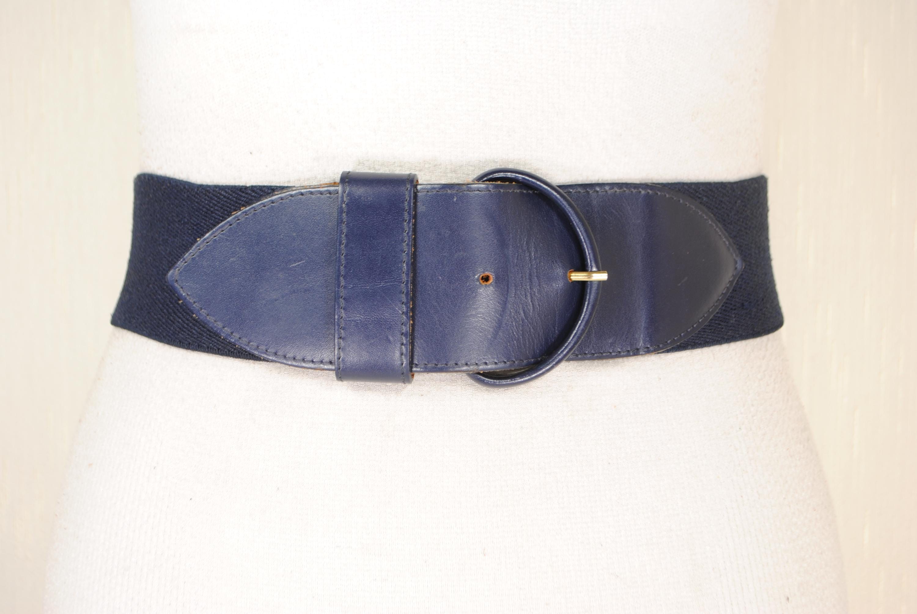 Lot De 3 Ceintures En Cuir Véritable Vintage + 1 Ceinture Élastique Large Bleu Marine