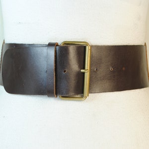 Wide Chocolate Brown belt, 90s Y2K Vintage hip belt, Woven Braided Genuine Leather, Women, Brass Buckle, Statement, Size 32 33 34 35 36 37