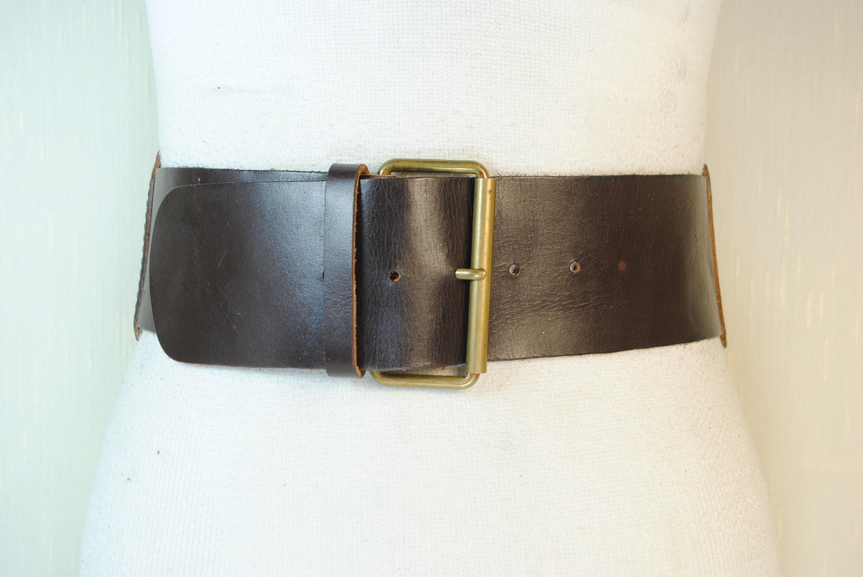 Vintage Y2K Dark Brown Braided Leather Statement Waist Belt il_fullxfull.6318331889_9hgy.jpg main image 4